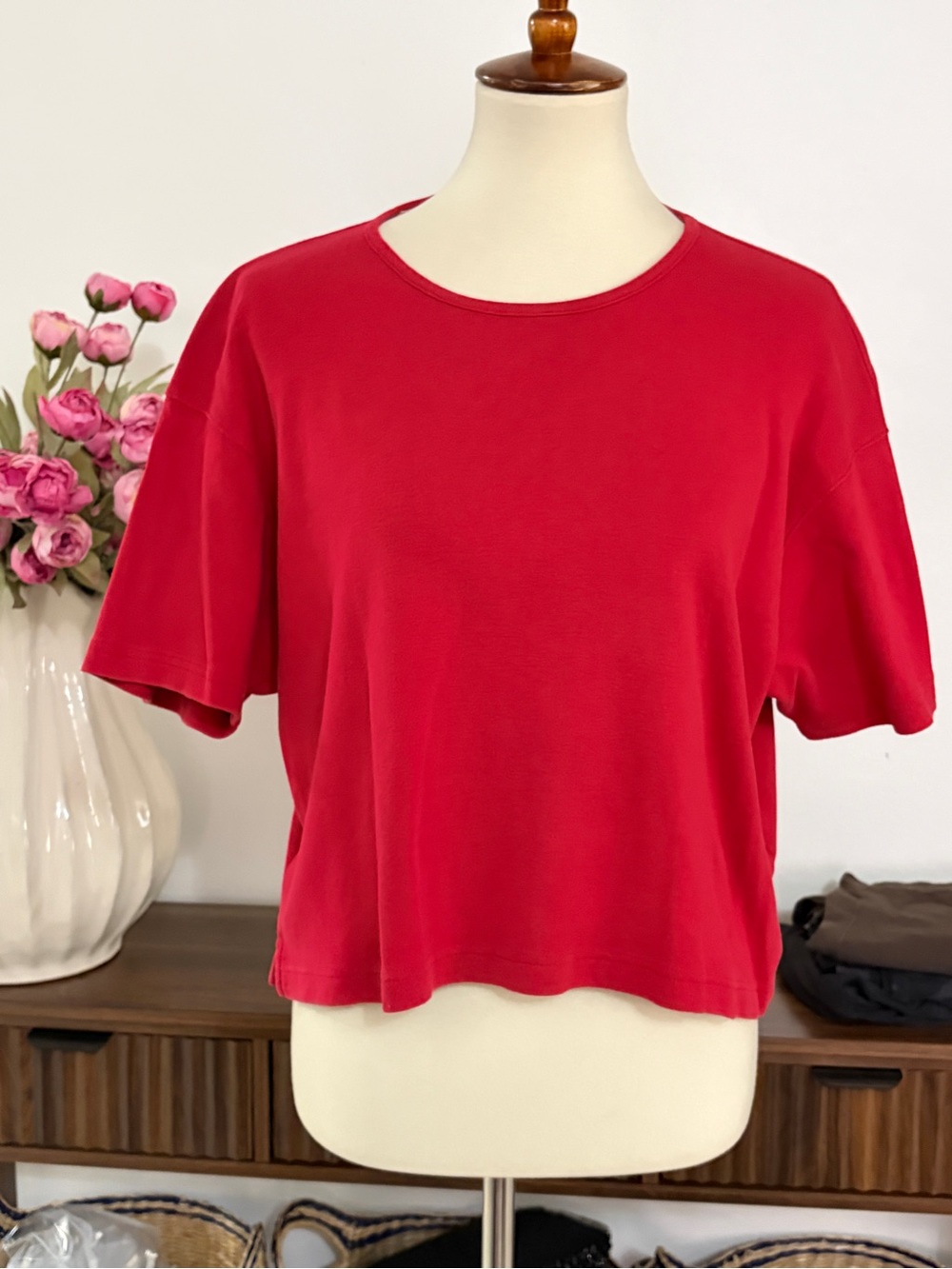 Liz Claiborne Bright Red Short Sleeve Boxy Tee